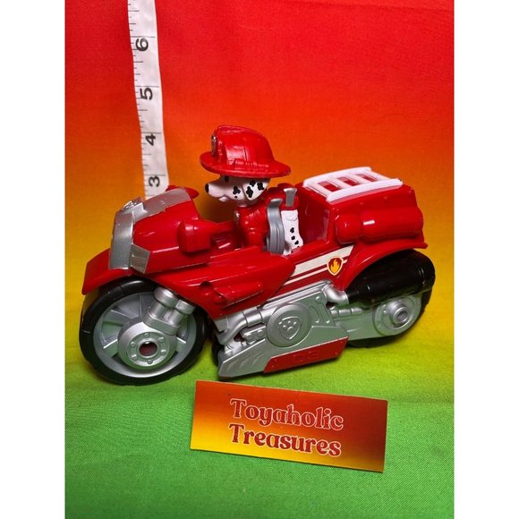 Paw Patrol Moto Pups Marshall’s Deluxe Pull Back Wheelie Motorcycle Vehicle - Picture 3 of 3